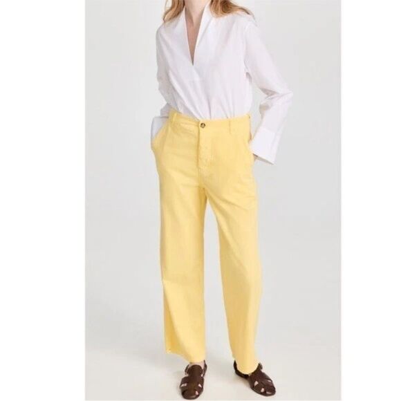 Xirena Baylor Yellow Twill Cotton High Rise Straight Trouser Pants Womens 27 - Picture 4 of 16